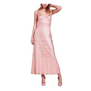 Sho Womens Pink Sequined Geometric Spaghetti Strap V Neck Maxi Party Dress 2